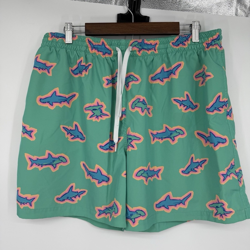 Chubbies Mens XXL Swim Trunks 5.5 Inch Green Shark Apex Swimmers Brief Mesh Fun